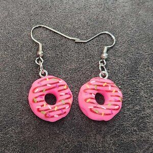 Pink Frosted Donut Earrings